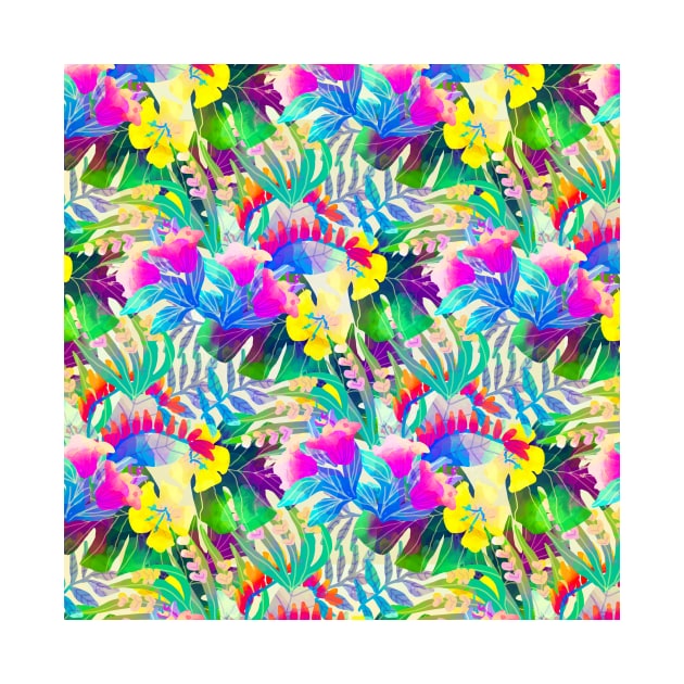 Bright Tropical Floral Print A by Makanahele