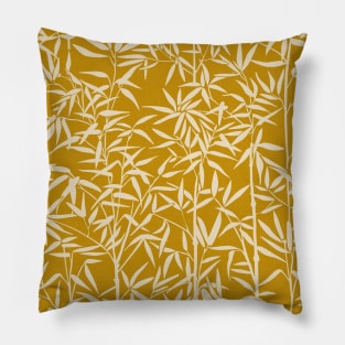 Cozy Garden with Bamboo / Minimalist Plants on Vintage Golden Yellow Pillow