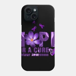 Hope For A Cure Alzheimer Awareness Flower and Butterfly Gift Phone Case