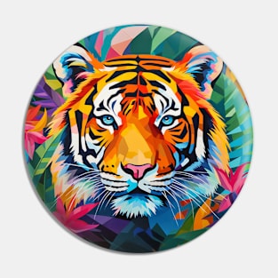 Tiger Animal Portrait Colorful Painting Pin