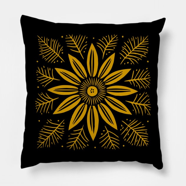 Lino Cut Flower Pillow by n23tees