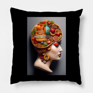 Amazing anatomy of a woman head with sweet treats Pillow