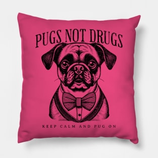 Retro Pug Artwork Grungy Texture Vintage Design Pillow