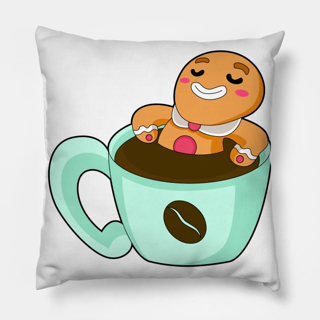 Gingerbread man Christmas Coffee Pillow by Markus Schnabel