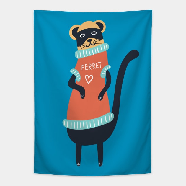 Funny Ferret Tapestry by JunkyDotCom