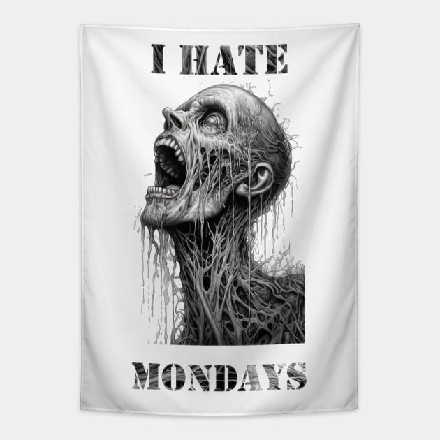 Monday Blues:  I Hate Mondays Tapestry by TooplesArt