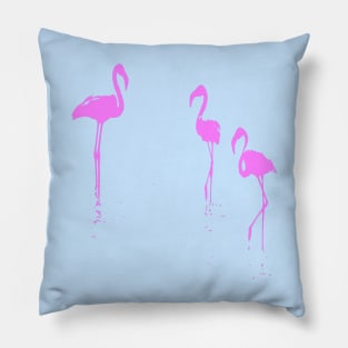 Minimalistic Three Flamingos Silhouette In Pink Pillow