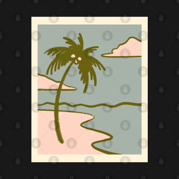 Beach Palm Tree 1 Retro Midcentury by Trippycollage