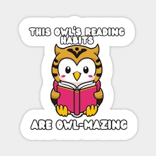 Cute Owl Reading a Book For Good Habit Magnet