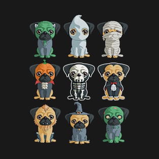 Cute Pugs Halloween T Shirt Funny Halloween Gif T-Shirt