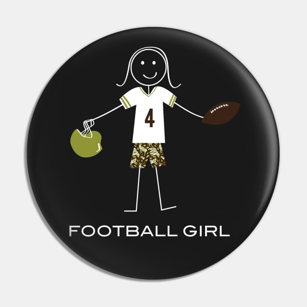 Funny Football Girl Stick Figure Football Player Pin by whyitsme