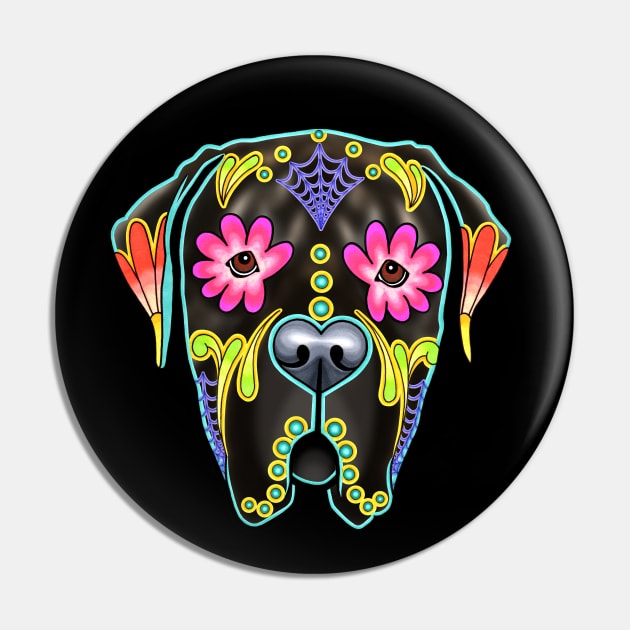 Mastiff in Brindle - Day of the Dead Sugar Skull Dog Pin by prettyinink