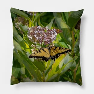 Butterfly and Moth with Pink Flowers and Greenery Pillow