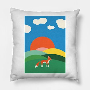 Fox And Field Pillow