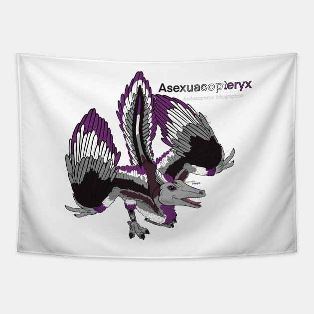 Asexuaeopteryx w/Text - Asexual Pride Archaeopteryx Tapestry by tygerwolfe