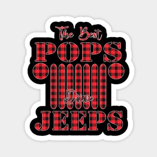 The Best Pops Drive Jeeps Red Plaid Jeep Matching Pajama Family Buffalo Jeeps Lover Magnet