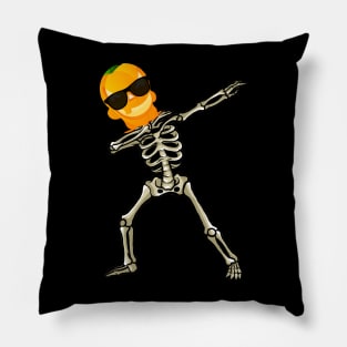 Cool Skeleton Dabbing Halloween Pumpkin Pillow