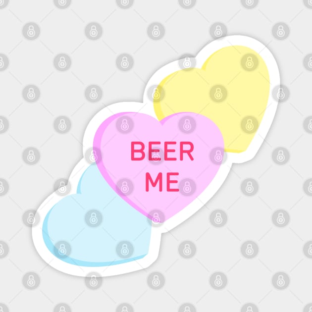 Conversation Hearts - Beer Me - Valentines Day Magnet by skauff