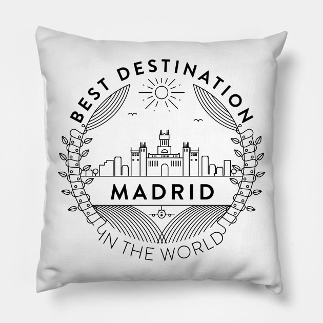 Madrid Minimal Badge Design Pillow by kursatunsal