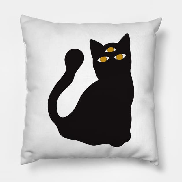 Cat 3 eye Pillow by Misanthropic Art