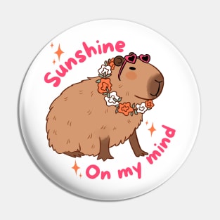 Sunshine on my mind a cute capybara ready for Summer vacation Pin