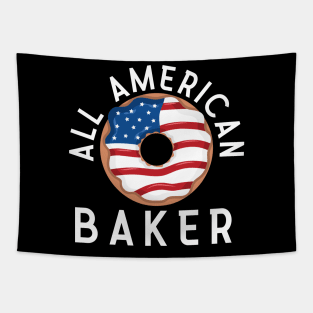 ALL AMERICAN BAKER PATRIOTIC 4TH OF JULY USA DONUTS BAKING Tapestry