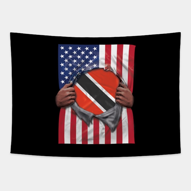 Trinidad And Tobago Flag American Flag Ripped - Gift for Trinidadian And Tobagoan From Trinidad And Tobago Tapestry by Country Flags