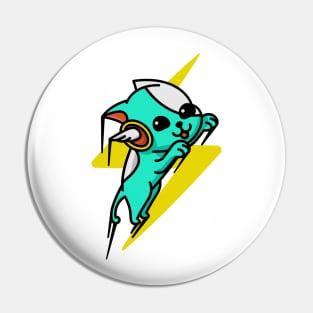 Lightning Bolt Flying Dog Blue Pin