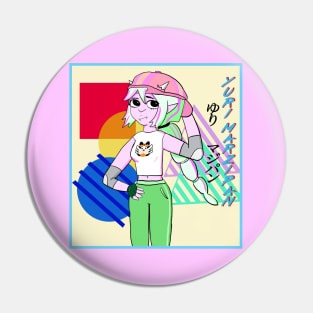 Yuri Marzipan the Oni - Cool Gal (pastel mint with streaks) Pin