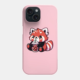 cute red panda drink red boba Phone Case