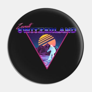 Retro Vaporwave Ski Mountain | Zermatt Switzerland | Shirts, Stickers, and More! Pin