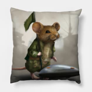 military rat holding a flag Pillow