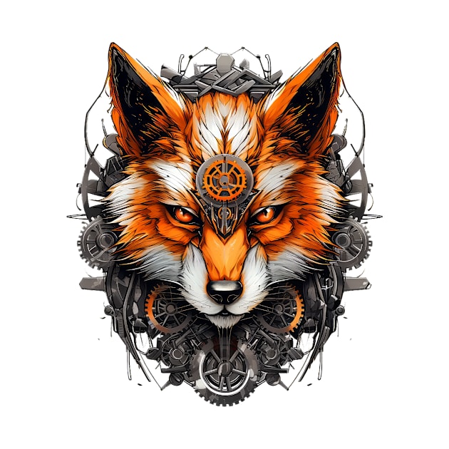 Metallic Fox Face Transformative T-Shirt: Unleash Your Inner Fox by Macotico