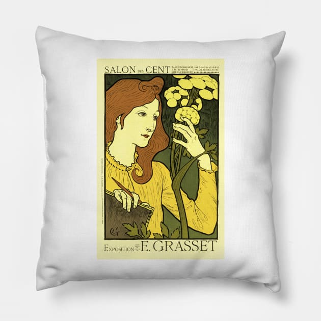 SALON DES CENT Poster by Eugene Grasset in 1894 for French Decorative Art Exposition Pillow by vintageposters