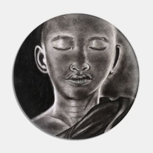 The monk meditating charcoal drawing. Pin