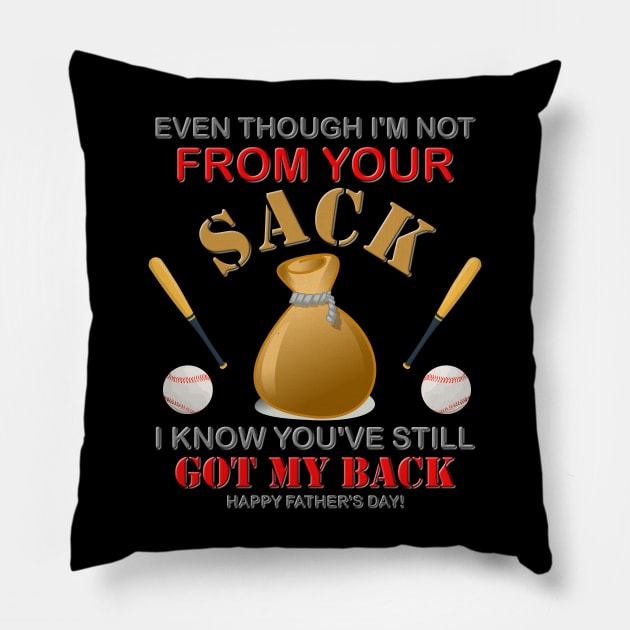 Even Though I'm not From Your Sack, I Know You've Still Got My Back, Happy Father's Day, Stepdad, Stepson, Stepdaughter, Family Love, Funny Family Gift Pillow by DESIGN SPOTLIGHT