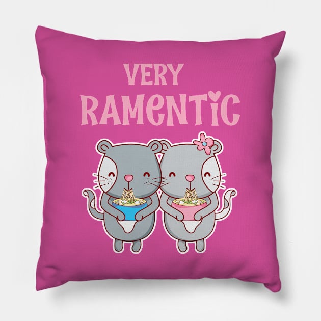 Ramentic Cats eating ramen soba noodles sweet Pillow by Antzyzzz