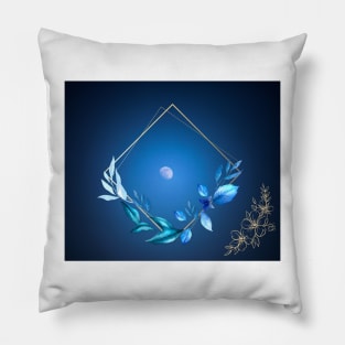 blue moon and rose Pillow