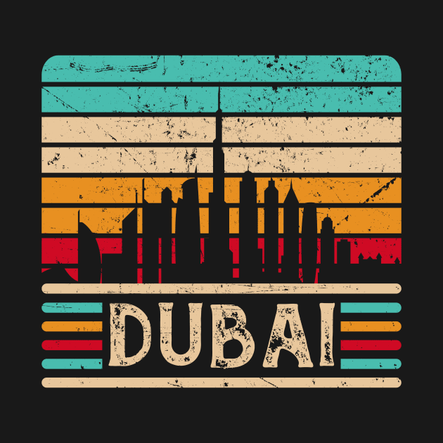 Dubai Skyline Vintage United Arab Emirates by Foxxy Merch