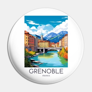 A Pop Art Travel Print of Grenoble - France Pin