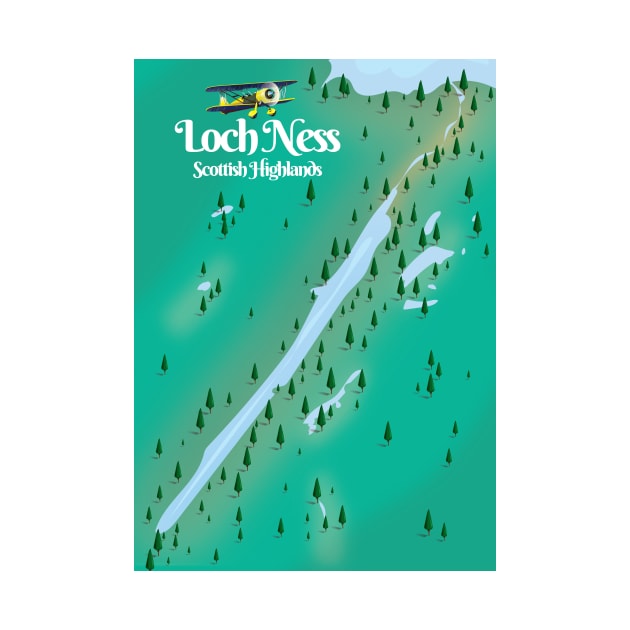 Loch Ness map travel poster by nickemporium1