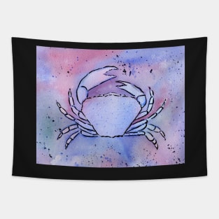 Crab Watercolor Mixed Media Art Tapestry