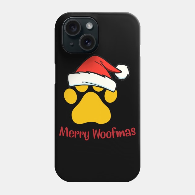 Paw Dog Merry Woofmas T-shirt Phone Case by kimmygoderteart