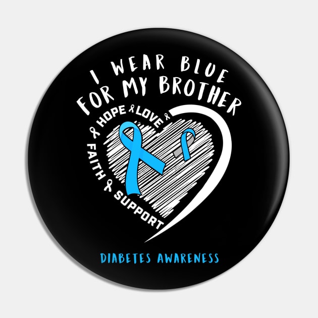 I Wear White For My Brother Diabetes Awareness Pin by thuylinh8