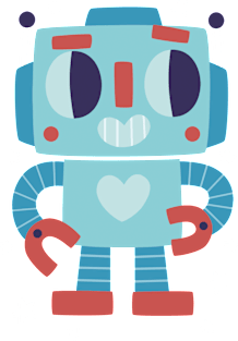 Cute Blue Robot Magnet