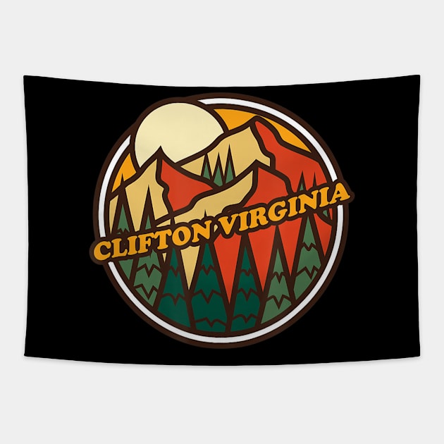 Vintage Clifton, Virginia Mountain Hiking Souvenir Print Tapestry by crowominousnigerian 