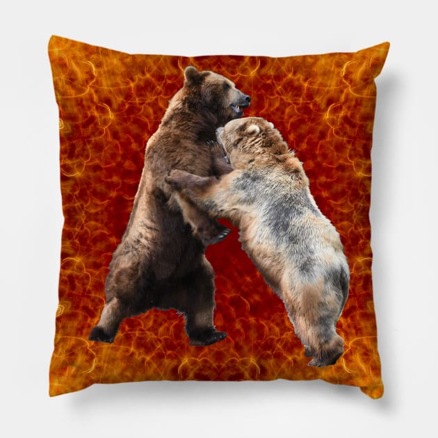 Bear Fight / Swiss Artwork Photography Pillow by RaphaelWolf