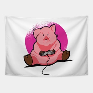 Pink Gamer Pig Tapestry