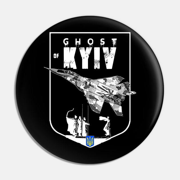 Ghost Of Kyiv Ukrainian MIG-29 Fighterjet Pin by aeroloversclothing