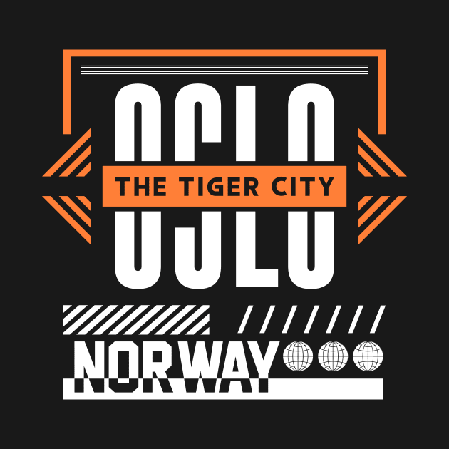 Retro Oslo Norway the Tiger City Vintage Norwegian Word Art by Now Boarding